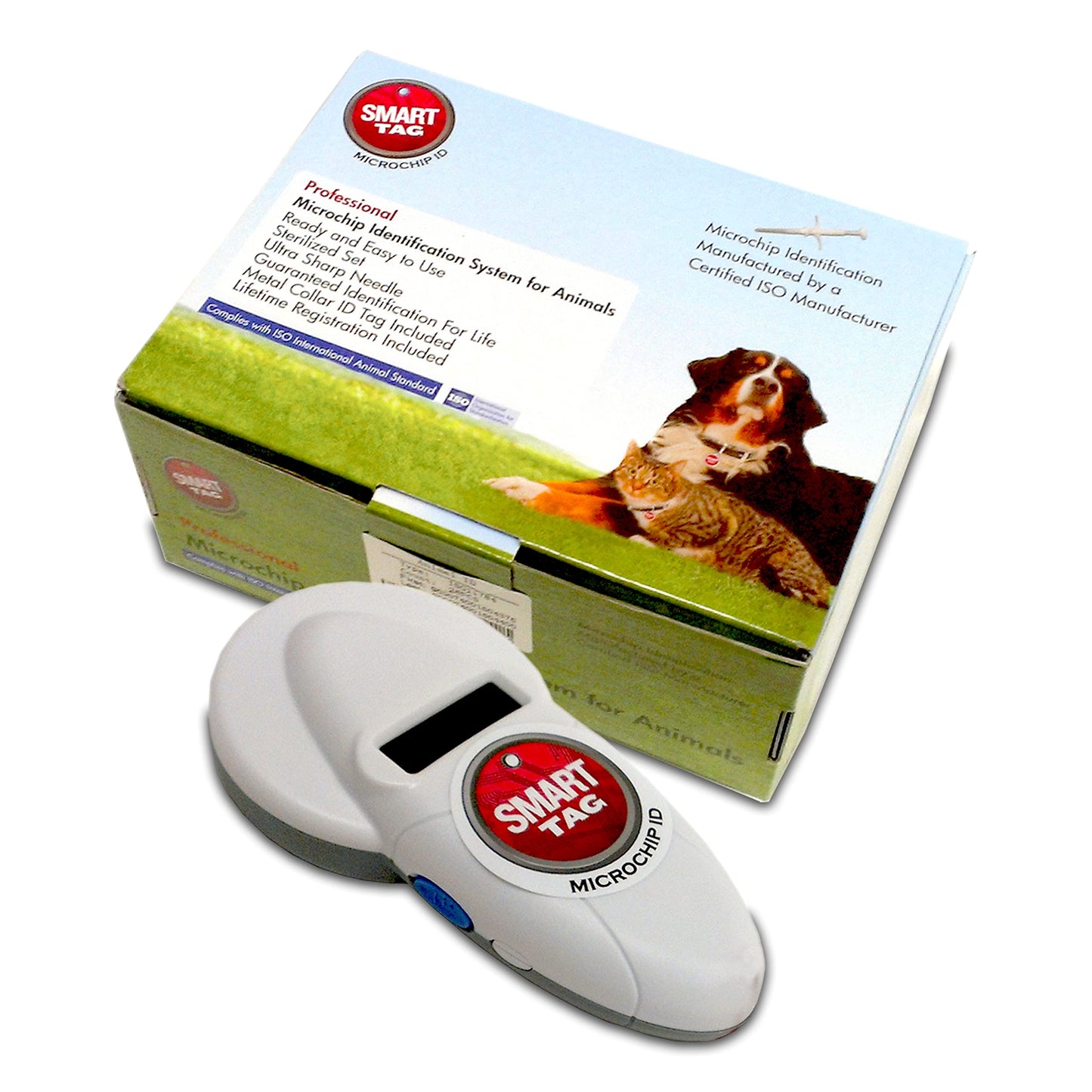 SMART TAG Multi-Frequency Microchip RFID Data Scanner/Temperature Reading Capable for All ISO 134.2KHz & 125KHz, Read/Display/Program Up to 54 Characters (Phone #s, email & More), USB Rechargeable