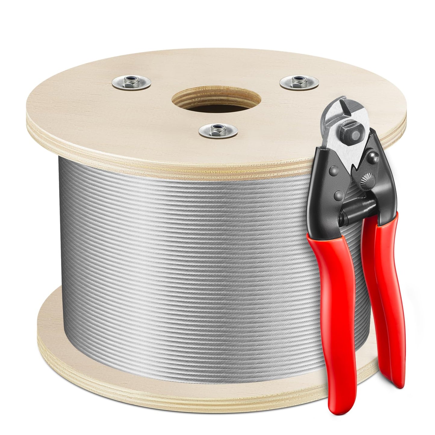 WAYSKA 1/8" Stainless Steel Cable 1000FT, T316 Marine-Grade Wire Rope Aircraft Cable with a Cutter for Deck Railings, Stair Porch Fence, Balusters, 1 x 19 Strands Construction