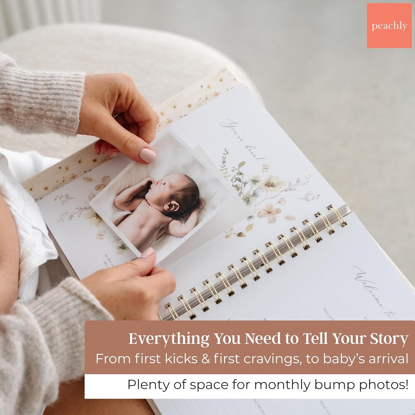 Peachly Pregnancy Journal - Linen Keepsake Book to Capture Milestones | Ideal for First-Time & Experienced Moms