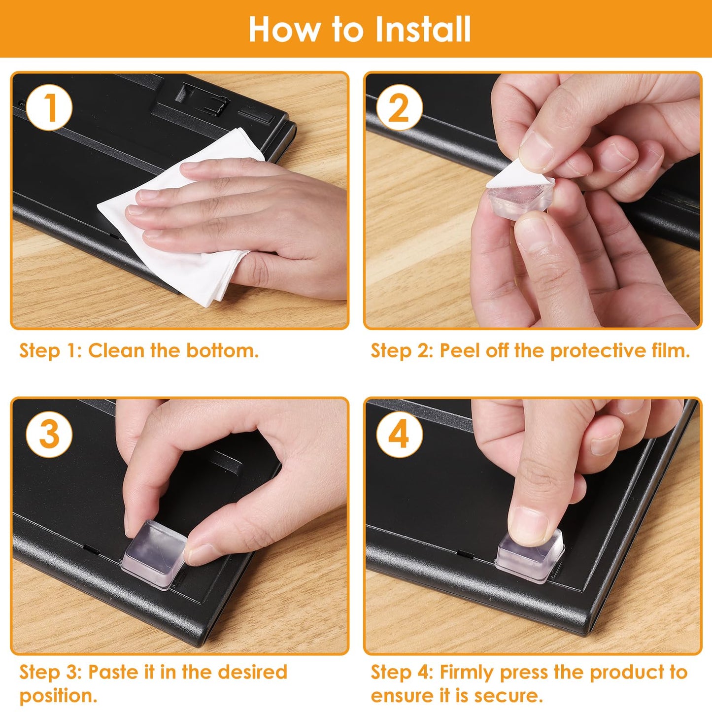 Rubber Feet for Cutting Board, 20PCS Rubber Bumpers Self Adhesive, Clear Rubber Bumper Pads, Square Adhesive Bumper Pads for Speakers, Laptop, Appliances 0.78" x 0.38"