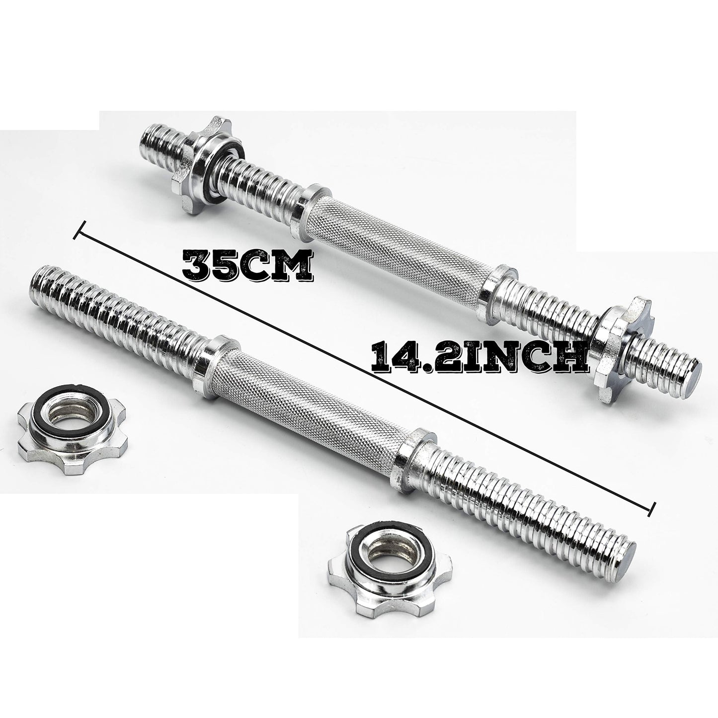 Rowland Harbor Threaded Dumbbell Handles/Adjustable Dumbbell Bar Handles 35cm/14.2 Inch - Fit 1 inch Standard Weight Plate - Weightlifting Accessories - Sold in Pair