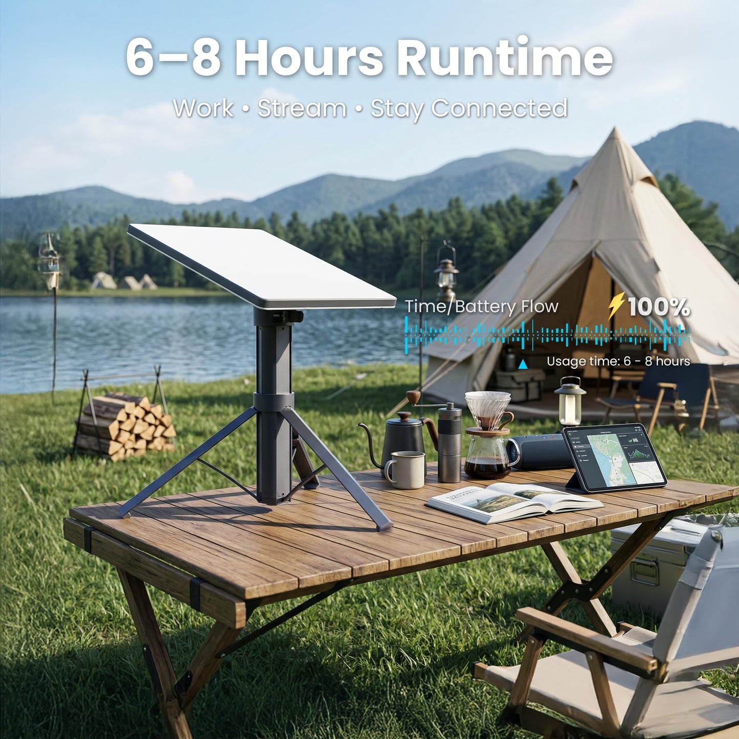 votsolix Starlink Mini Battery Pack 45000mAh 166Wh, 6–8H Runtime, All-in-One Tripod Power, IP67 Waterproof, USB-C PD Fast Charging for Camping RV Off-Grid