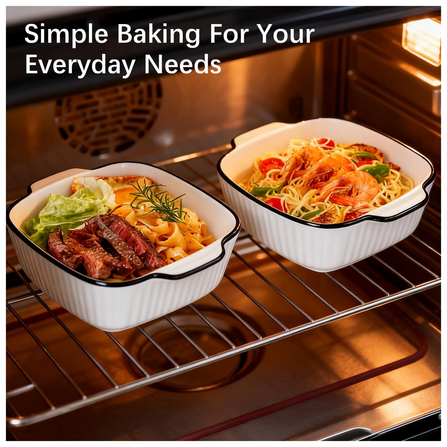 Vitrignis Mini Ceramic Baking Dishes Set Of 4-400ml Small Square Lasagne Dish For Air Fryer, Baking Dish, Pie Dishes For Oven - Small For Lasagne, Tiramisu, Baking Mould