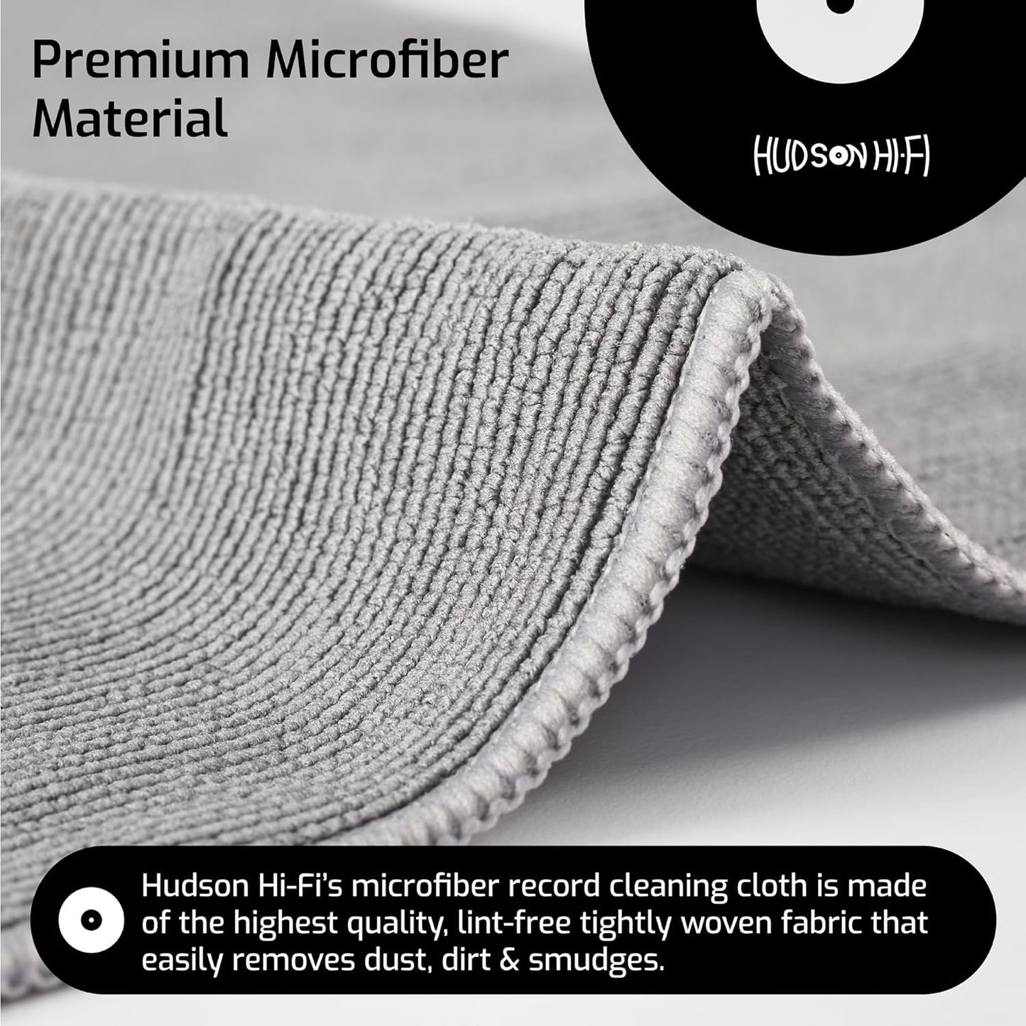 5 7X Hudson Hi-Fi Anti Static Microfiber Record Cleaning Cloth - pk - The Audiophiles Anti-Scratch Lint & Dust Magnets