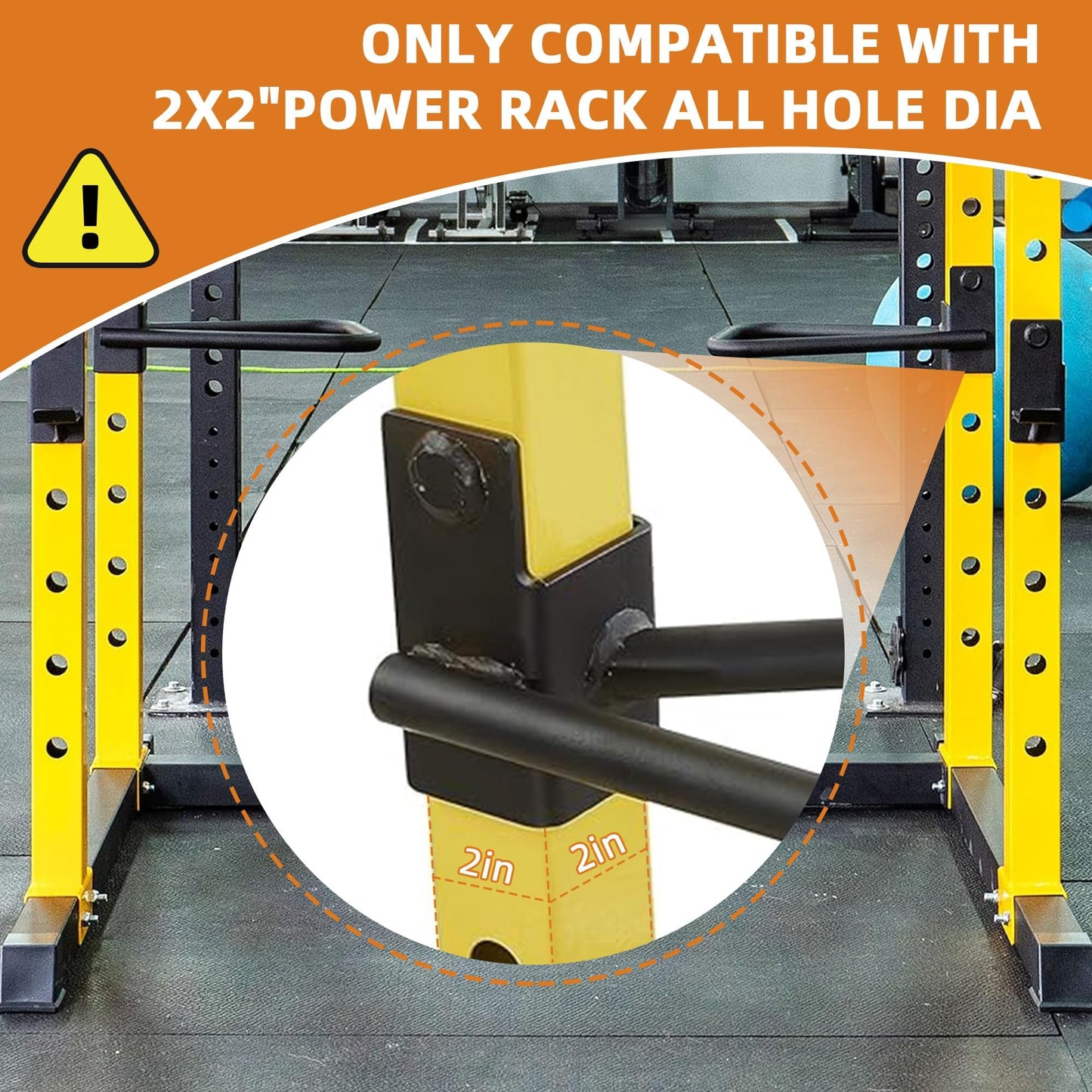 Fitvids Dual Grip Dip Bars Attachment for 2x2 Power Rack & Squat Rack – Heavy Duty Pair for Pull Up & Push Ups – Black