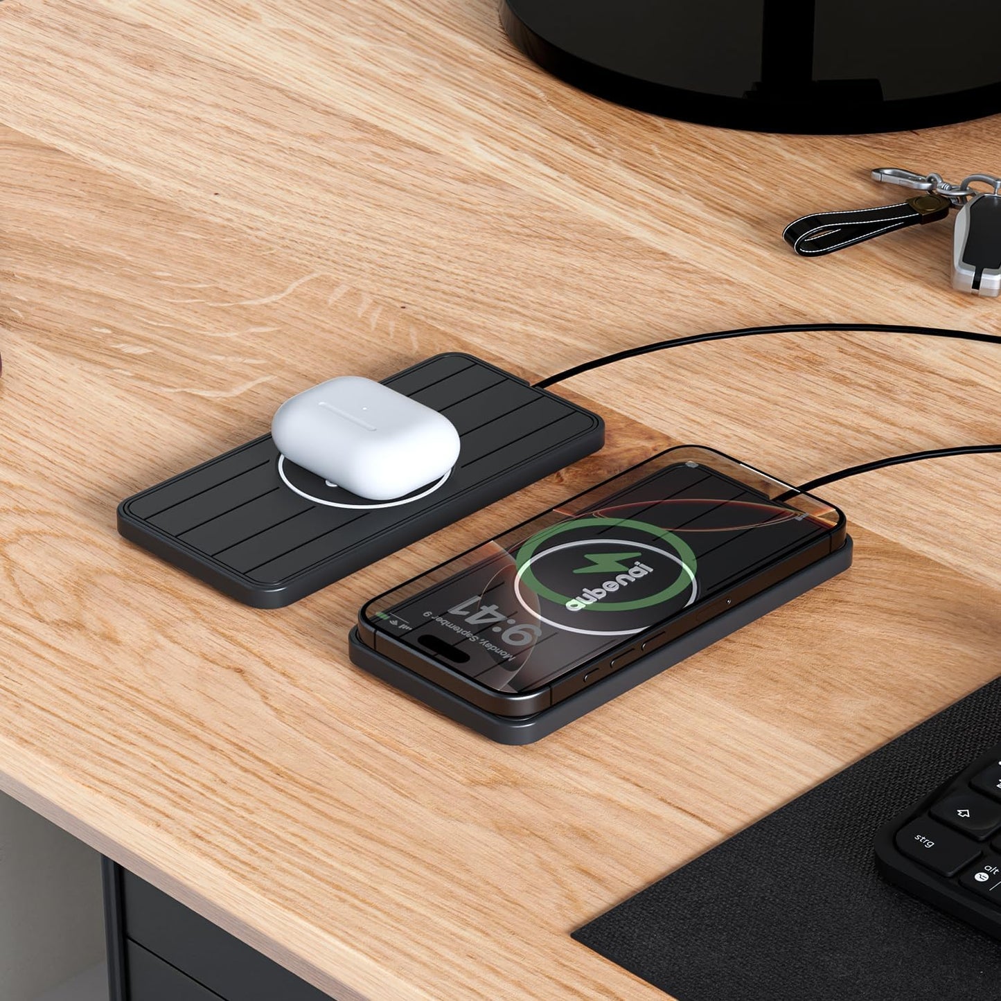 aubenai 15W 70cm 16/15/14/13, S25 S24(Extension Wireless Car Charger Pad, Fast Charging Pad with Extension Cable, Non