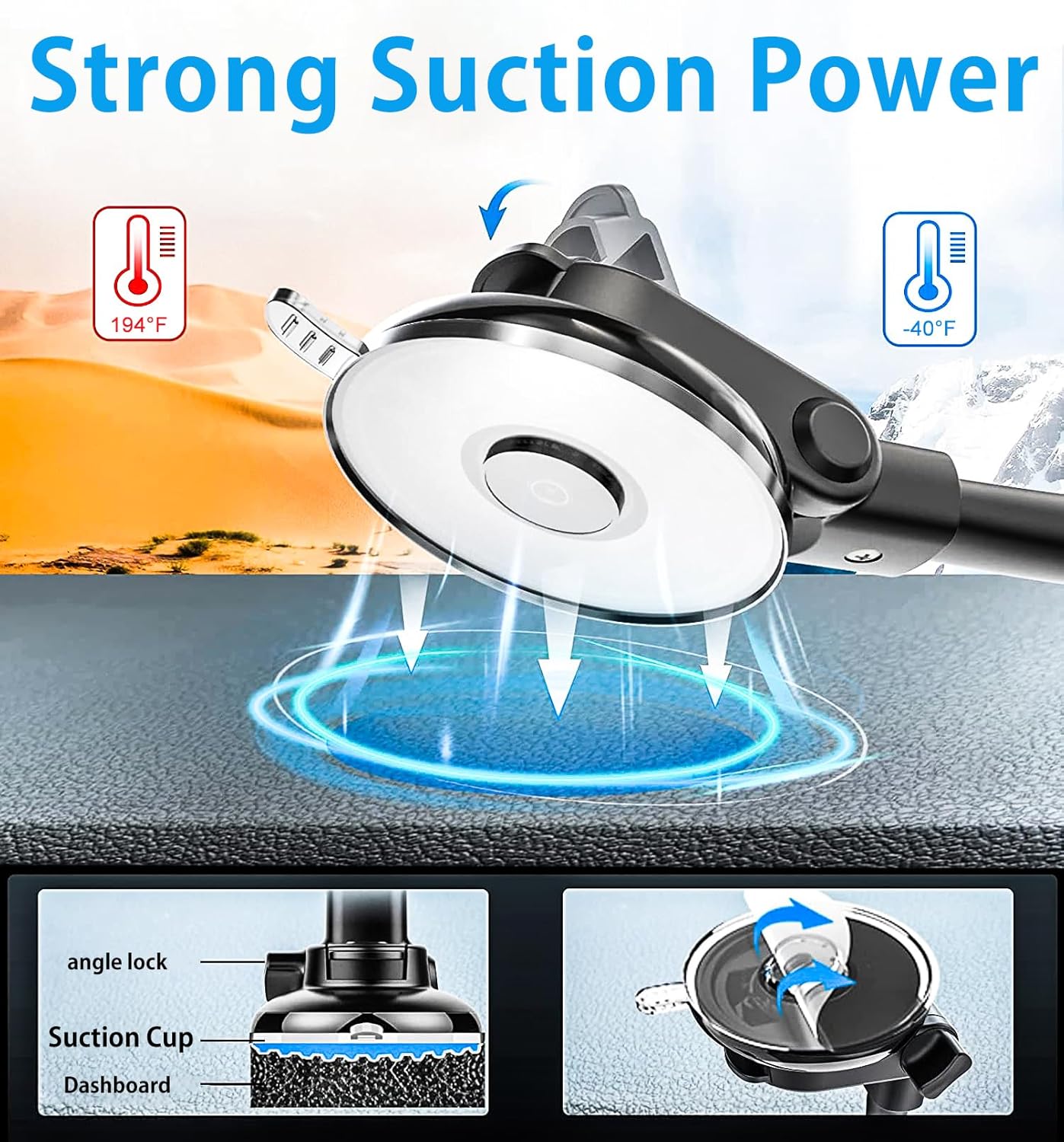 YOOZ [13 inch 4-12.9" Dashboard Windshield Car Tablet Mount Flexible Gooseneck Arm] Super Suction Tablet Holder for Car