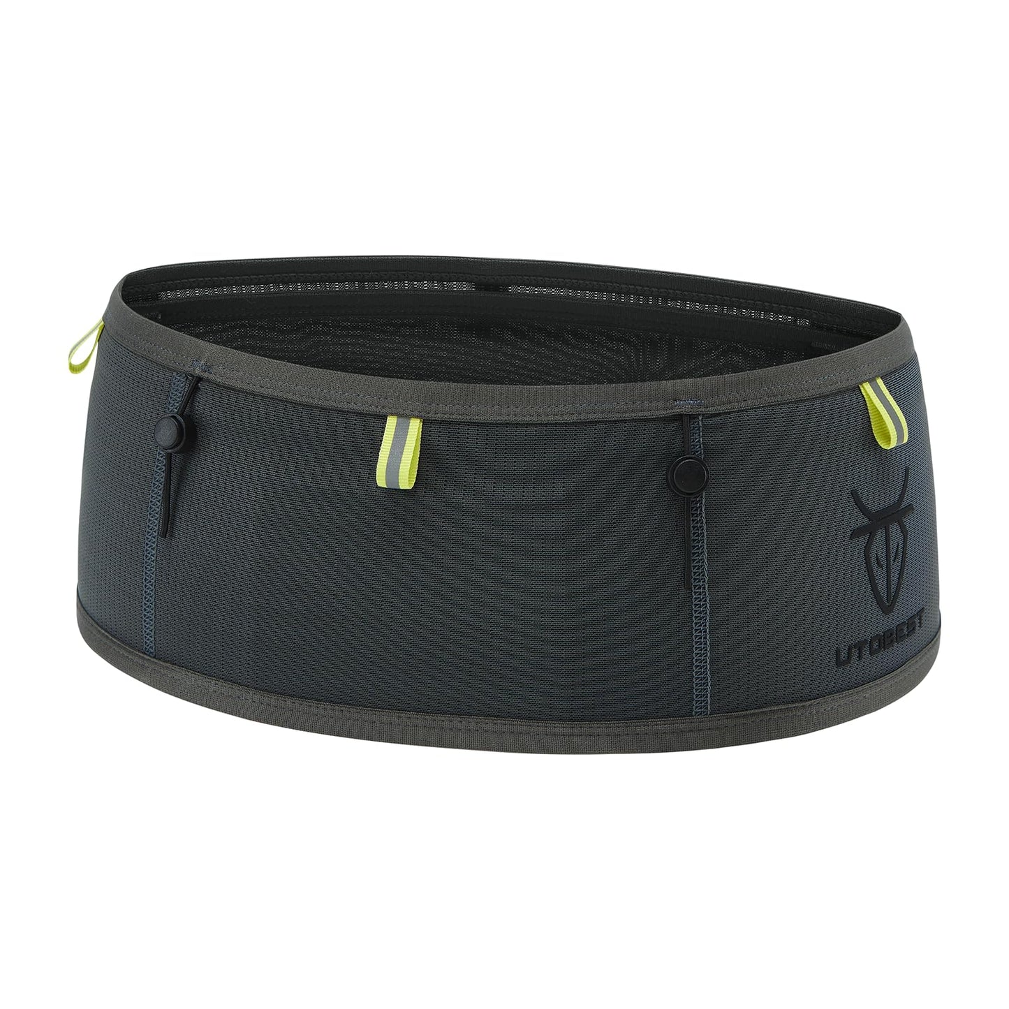 UTOBEST Running Belt for Men & Women, Bounce-Free Running Waist Pack Fits All Phones, 4-Pocket No Zipper Trail Running Belt Fits 500ml Soft Flask, Pole Carry Straps for Race, Trail (B7 Pro-Grey, 2XS)