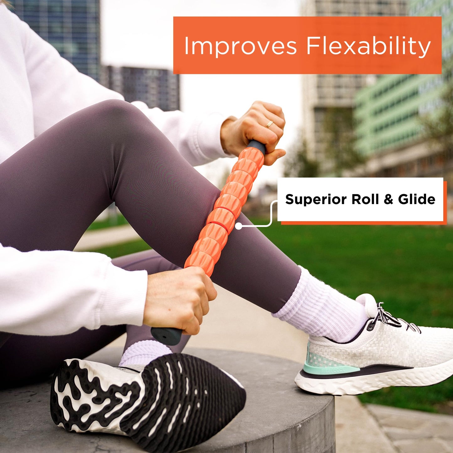 Tiger Tail The Spinnie Roller: 17in Handheld, Portable Massage Roller Stick, Body Massager and Myofascial Release Tool