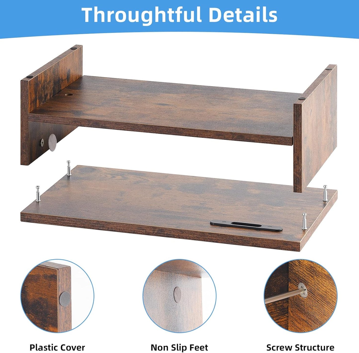 16.5 Inch 2 Marbrasse Monitor Stand, Tier Computer Monitor Riser with Printer Shelf, Laptop Computer Screen Storage