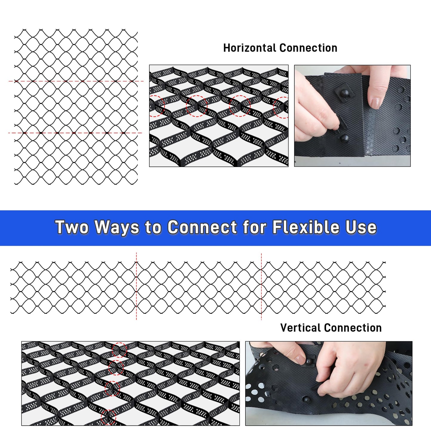 3" Thick Gravel Grid 49.5x6.5 FT, Geo Ground Grid with Connectors and Stakes, Geo Cell Gravel Retainer 1885 LBS Per Sq ft Stabilization System for Driveway DIY Patio Pavement Park Garden & Slope