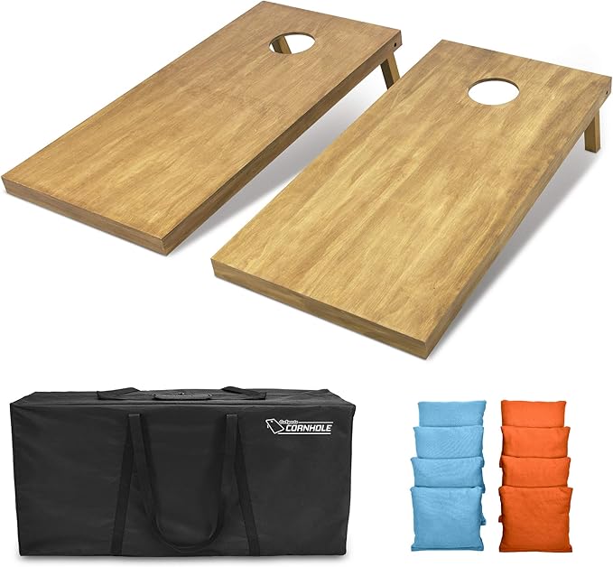 GoSports 4 ft x 2 ft Regulation Size Wooden Cornhole Boards Set - Includes Carrying Case - Full Regulation Size Bean Bag Toss Boards