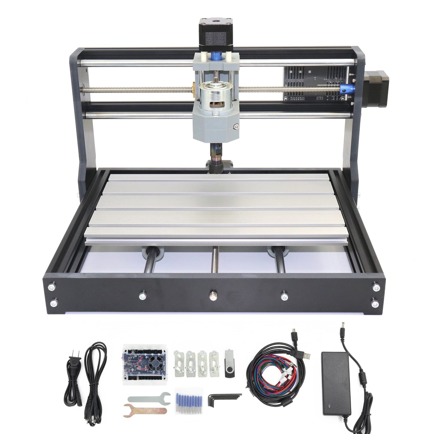 RATTMMOTOR DIY CNC Router Kit, 3 Axis Hobby CNC Router Machine GRBL Control, Plastic Acrylic PVC PCB Wood Mini Desktop Engraving Milling Carving Machine, Working Area 300x180x45mm