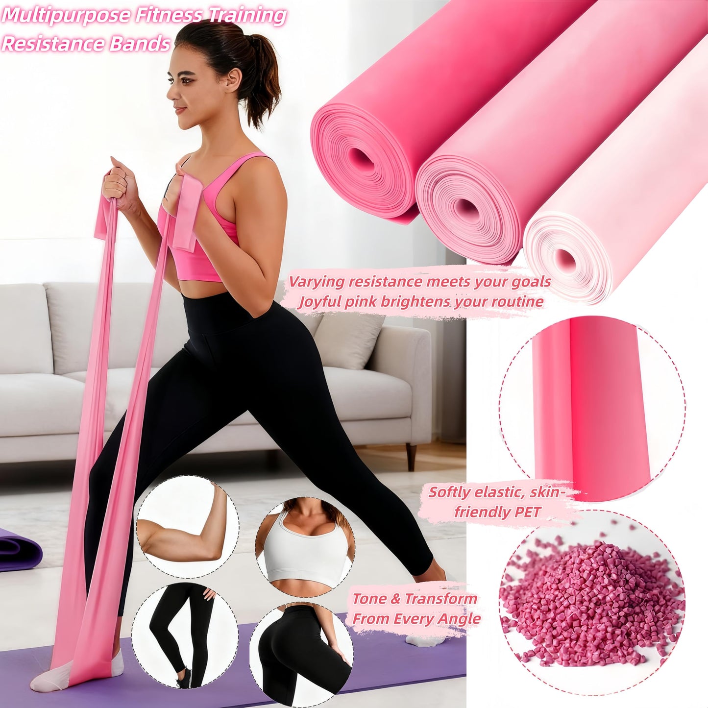 Ypdroy Women Glute Workout Equipment Set, Ankle Resistance Bands with Cuffs Long Yoga Resistance Bands Socks & Bag, Glute Sculpting at Home Set for Gym Equipment Pilates Kit
