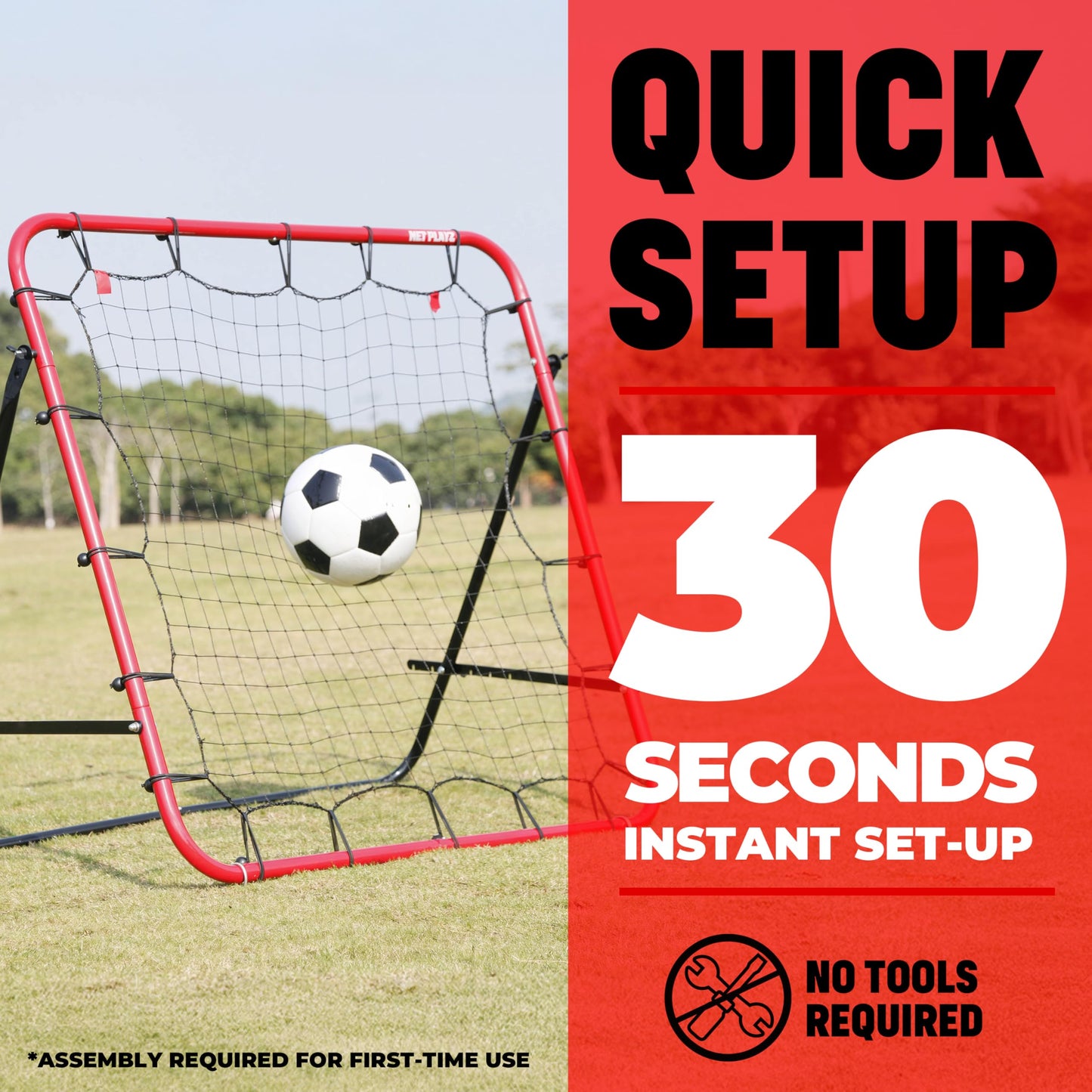 Soccer Rebounder Kickback Football Rebound Net (Adjustable Angle) Portable Easy Setup