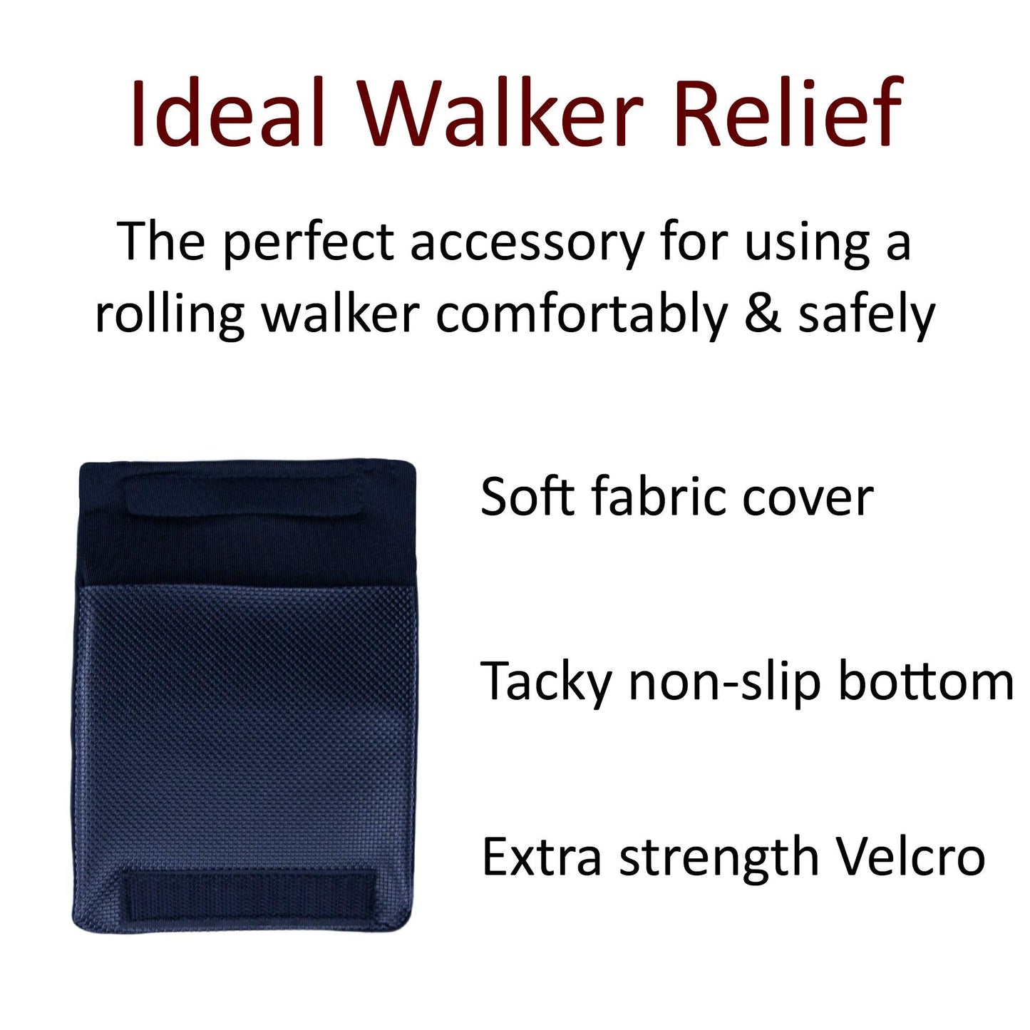 Crutcheze Rollator Walker Handle Wrap Cushions – Secure Fit Hook & Loop Closure for Wide or Winged Ergonomic Handles – 3/8” Padded Grip Covers – Washable – Designed in USA