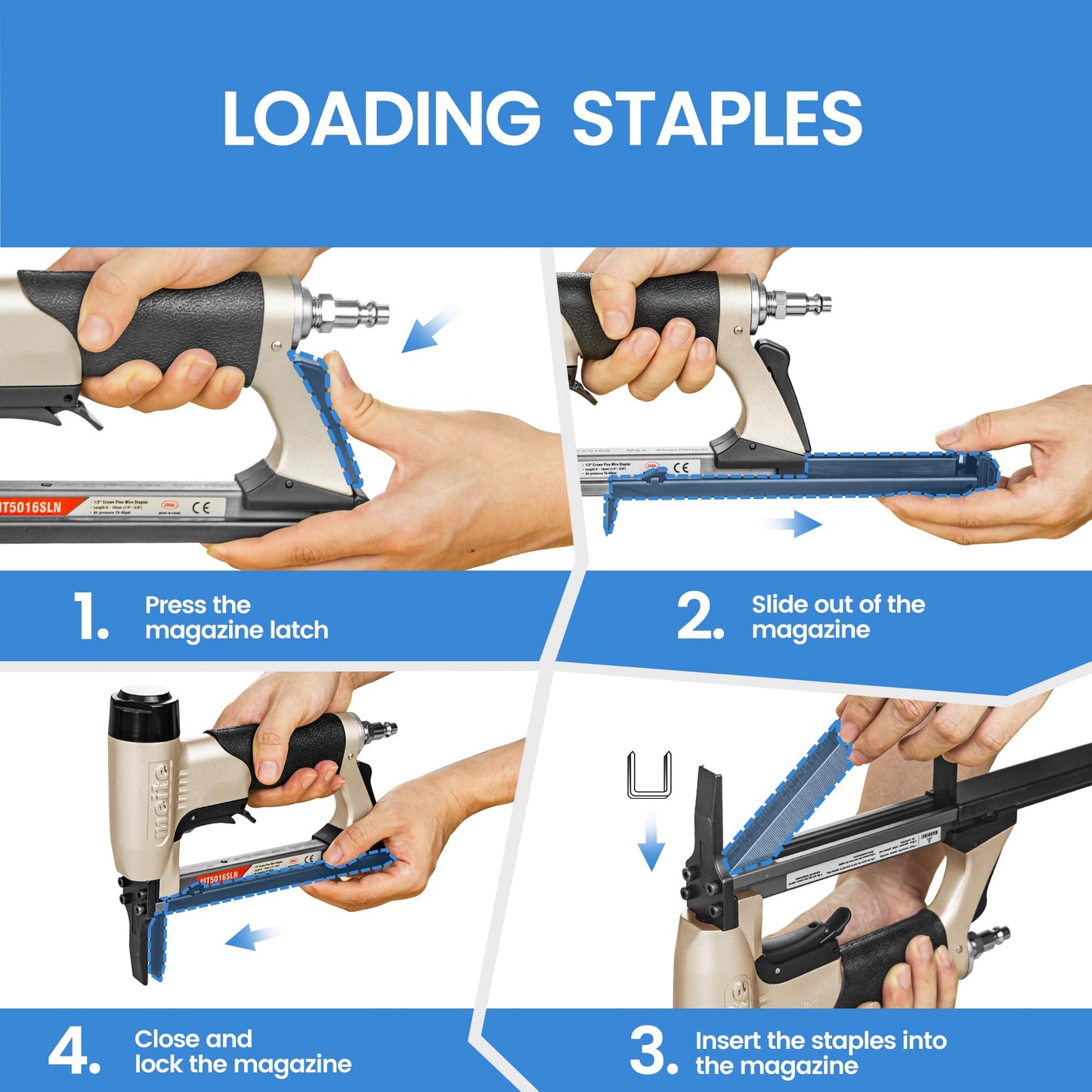 meite MT5016SLN Stapler with 1/4" Length Staples for Upholstery