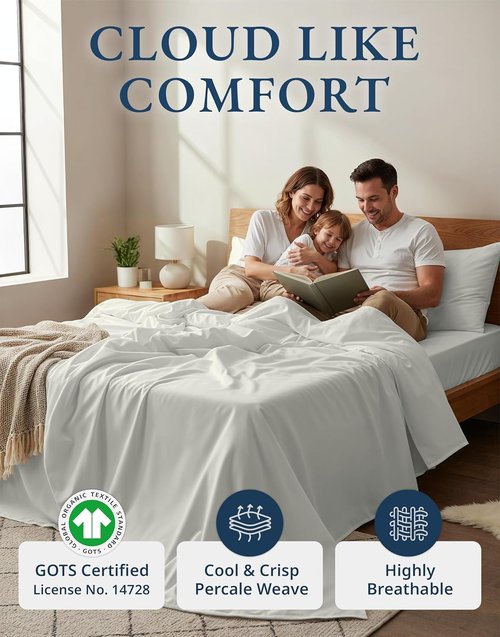 LANE LINEN Twin Bed Sheets - 100% Organic Cotton, Hotel Quality, 3-Piece Set, Glacier Grey