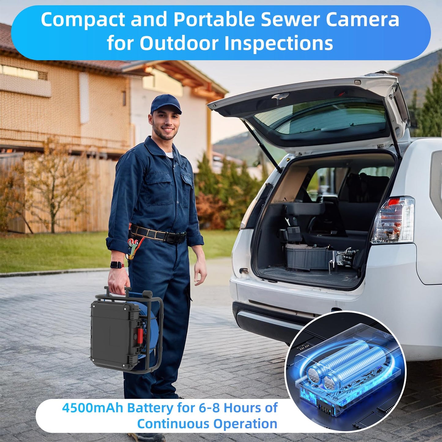 Sanyipace Drain Camera 100FT/30M, 23mm/0.9in FHD Sewer Inspection Camera, 5X Zoom, Distance Counter, 9" IPS Screen, DVR & Voice Recorder, 16GB Card, for Sewer Line, Pipe, Duct, Plumbing, Plumber, Home