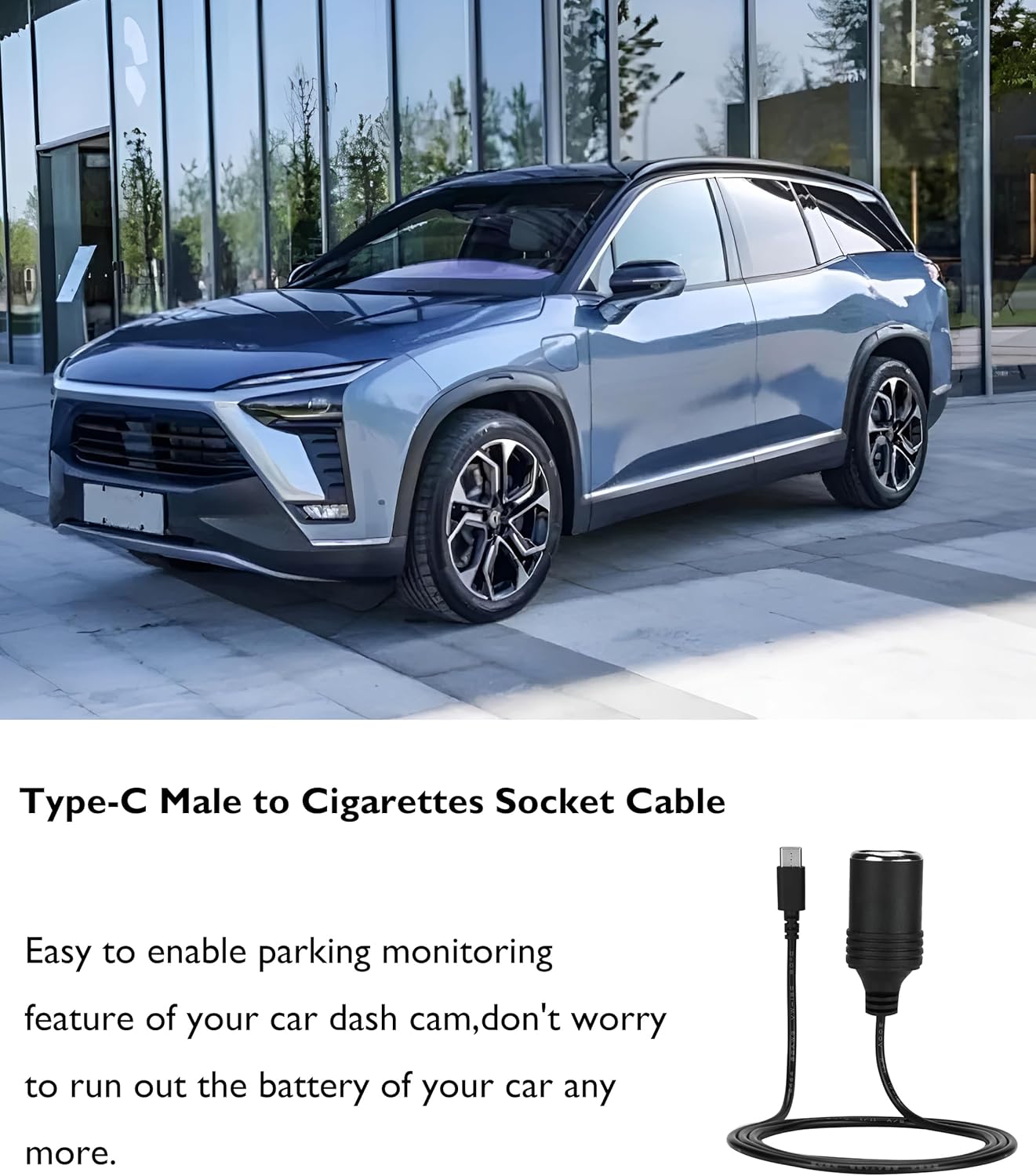 MeetUs 12V 45W~65W USB Type-C Male Plug to Car Cigarettes Adapter Female Socket PD Power Cable,Work with PD USB C