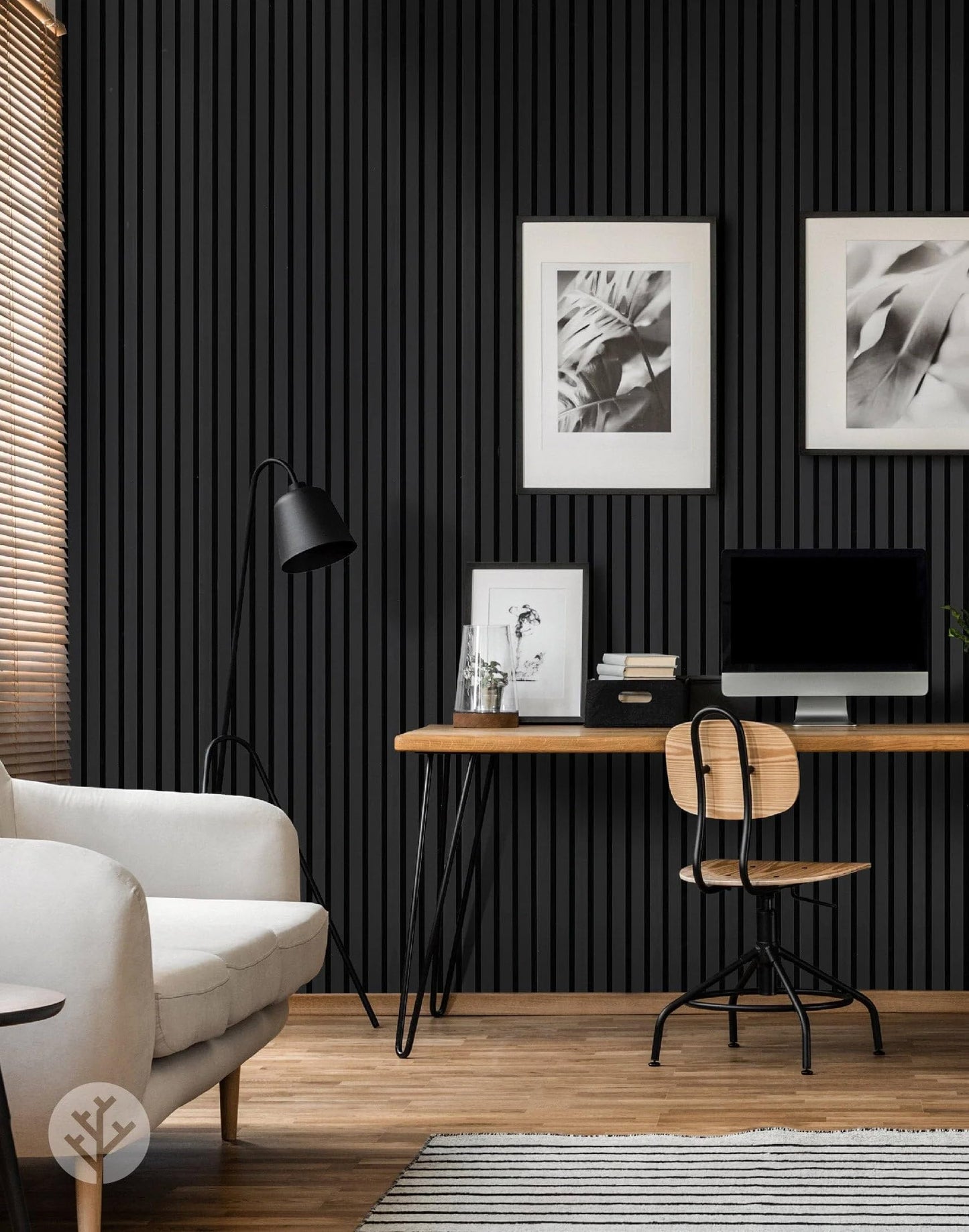 WVH Black Matte Acoustic Slat Wall Panels, Measures 94.49" x 25.20", Smooth Laminate Finish, Interior Decor for Walls & Ceilings, Noise Cancelling & Sound Absorbing for Home, Office & Bedroom, 2pcs