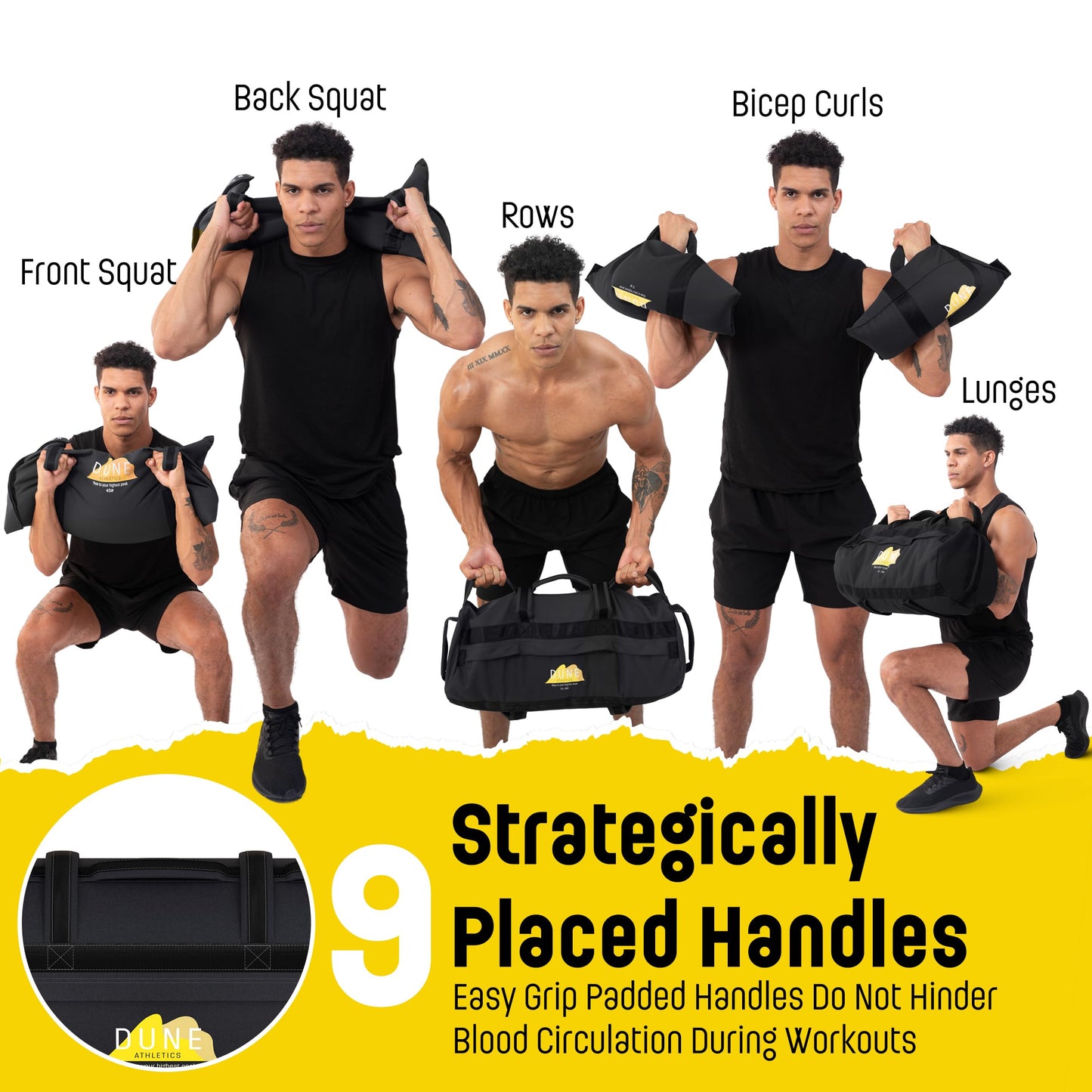 Sandbags for Working Out (Unfilled) - Enhance Your Fitness with Our Workout Sandbag, Versatile & Durable Sand Bags for Weight Training | 10-50 lbs Sand Bag for Exercise – Dark Gray - Guide Included