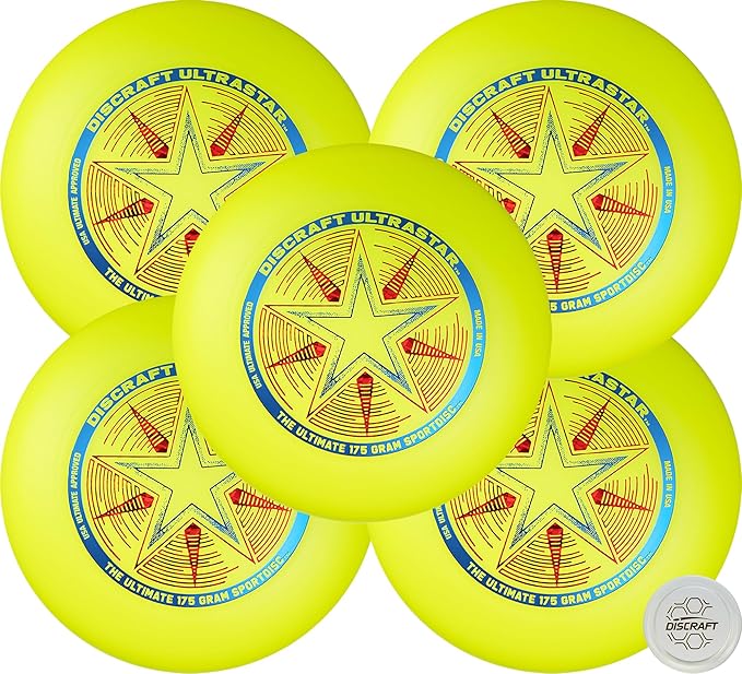Discraft Ultrastar Practice 5-Pack -Ultimate Discs - Translucent Yellow - Ultimate Discs for Practice