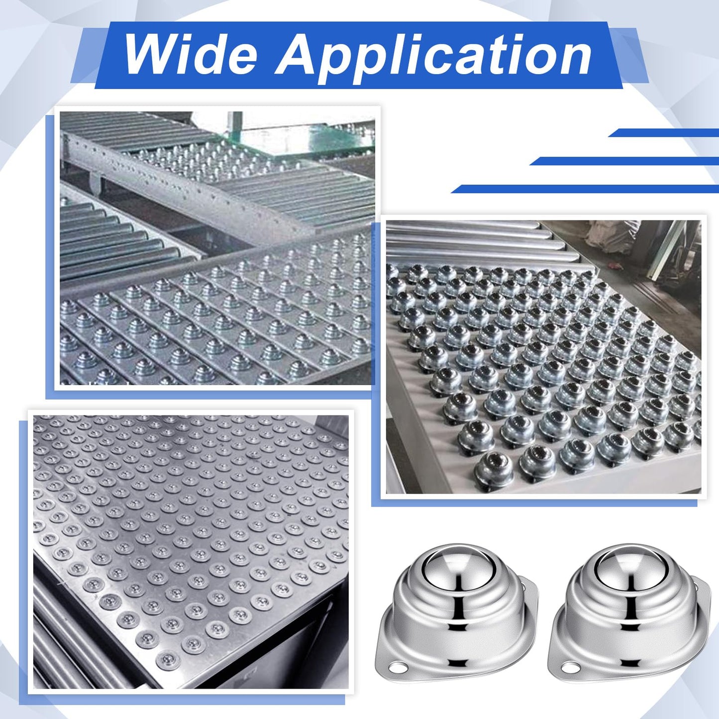 Gisafai 100 Pcs Roller Ball Transfer Bearing Carbon Steel Round Ball Transfer Unit Universal Casters for Conveyor Roller Stand Transmission System Furniture (1")