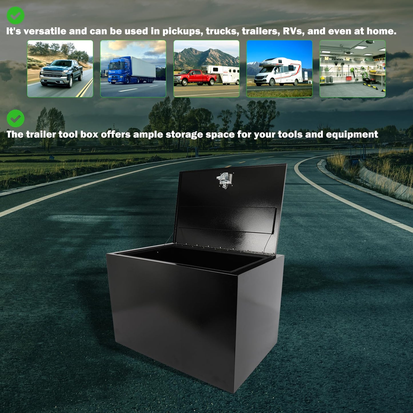 SCITOO 36" Iron Truck Bed Tool Box,Heavy Duty Crossover Storage for Most Full Size Pickups,Lockable Weatherproof Chest,Fits 36"WX24"DX24"H Truck Beds,Easy Access to Load and Unload