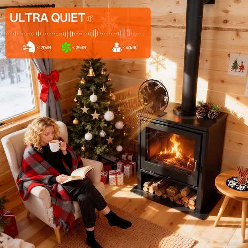 JossaColar Heat Powered Wood Stove Fan with Safety Guard | Non Electric Heat Activated Fan for Wood Burning Stove/Log Burner | Thermoelectric Fireplace Fan | Stove Accecories