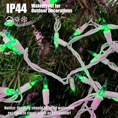 HISHINY Green Christmas Lights - 100 Count St. Patrick's Day String Lights | UL Certified, 21 Feet for Indoor/Outdoor Decor