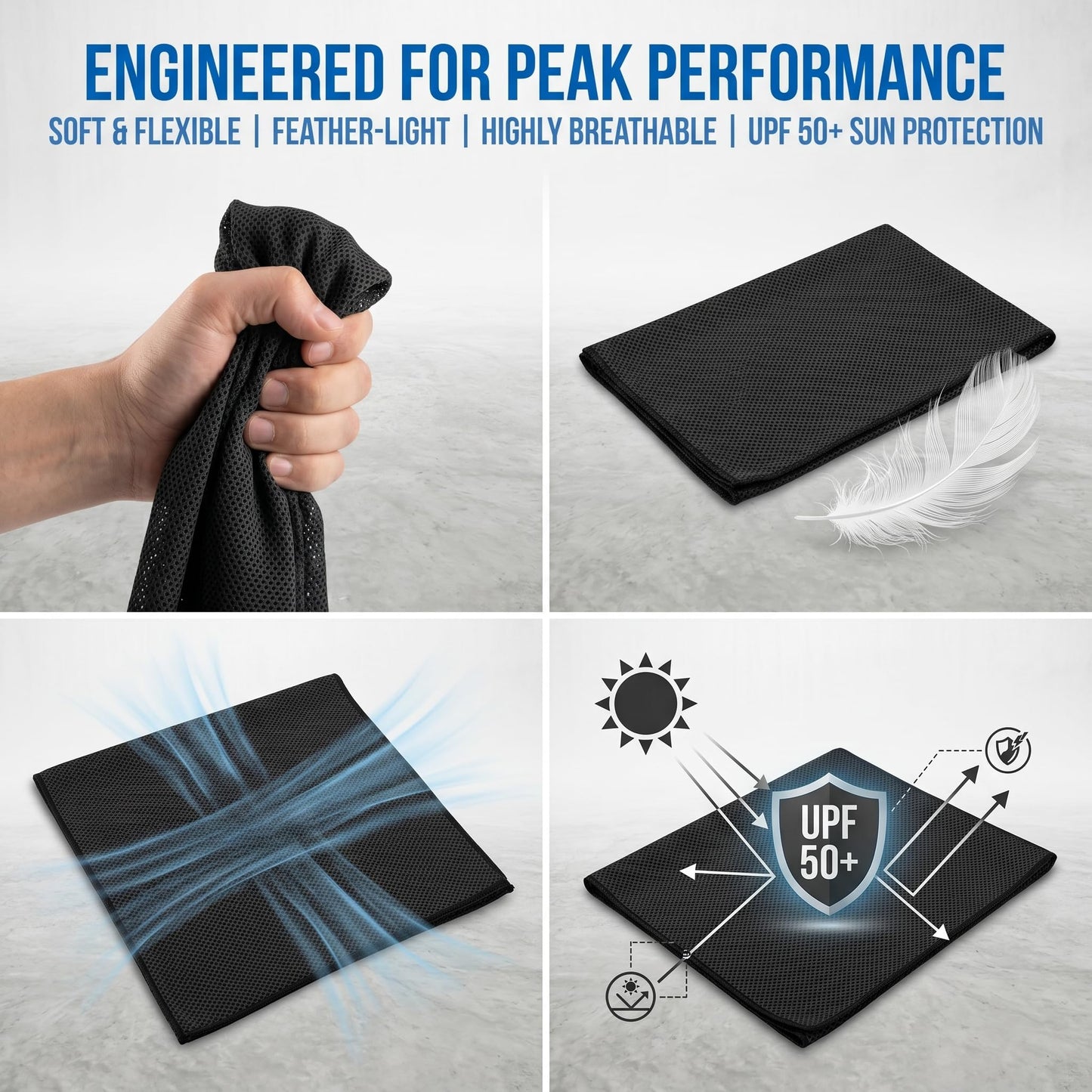 4 Packs Cooling Towels for Neck and Face(40"x 12"), Cool Sweat Towels for Hot Weather, Cooling Rag, Lightweight Soft Breathable Towels for Yoga, Sport, Workout, Running, Gym, Camping, Fitness