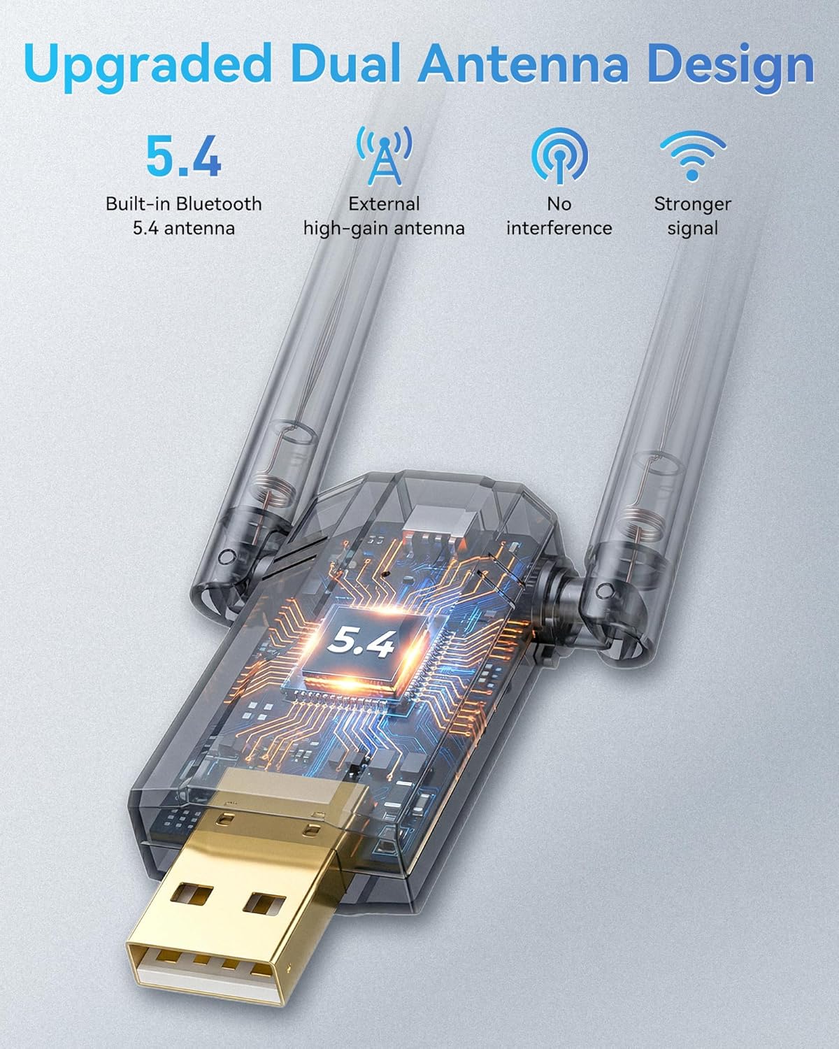 RENGOGA 5.4 150M 11/10/8 USB Bluetooth Dongle for PC Plug & Play Bluetooth Adapter PC Transmitter & Reciver, EDR & BLE