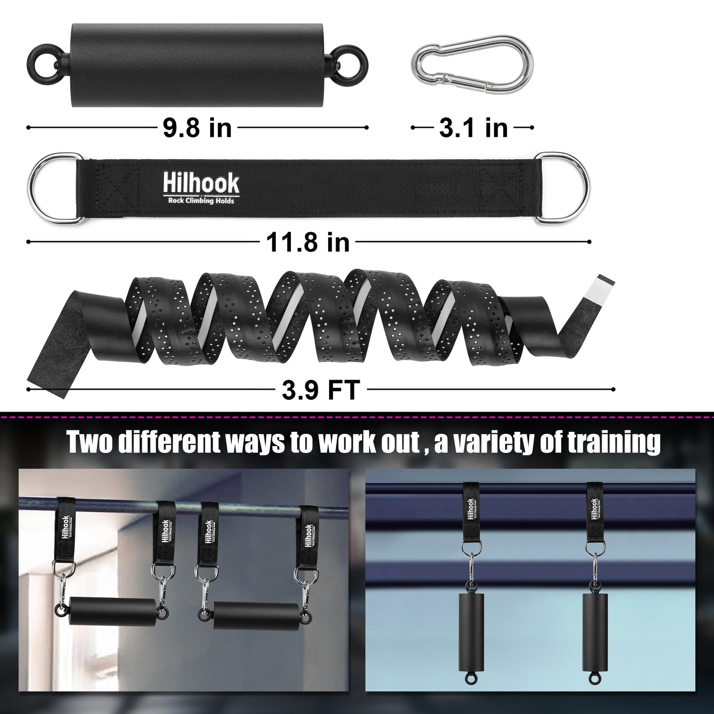 Hilhook Pull Up Climbing Hold Grips, Non-Slip Rock Climbing Holds Training Set for Finger, Forearm, Core Strength and Back Muscles Training