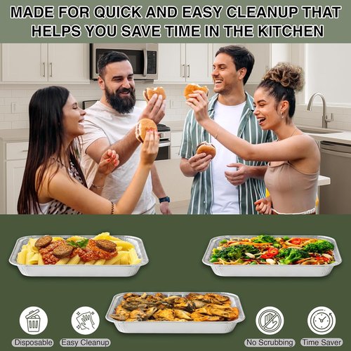 Infinity EL Aluminum Foil Pans - Heavy Duty Mini Shallow 8.5"x6"x1.5" | 20 Pack for Roasting & Baking