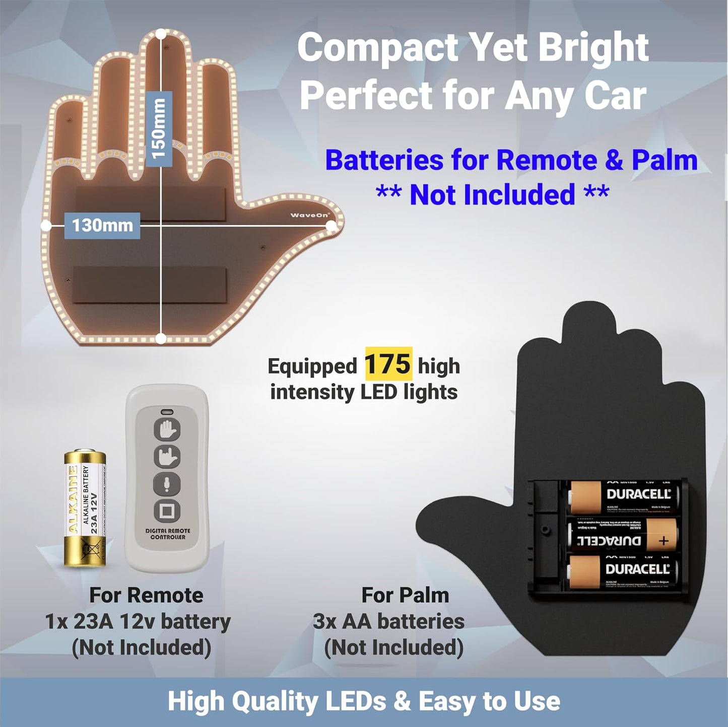 3 Communicate WaveOn Pro Gestures LED Display Fun Finger Car Light with Remote | with Other Drivers | Glogesture LED