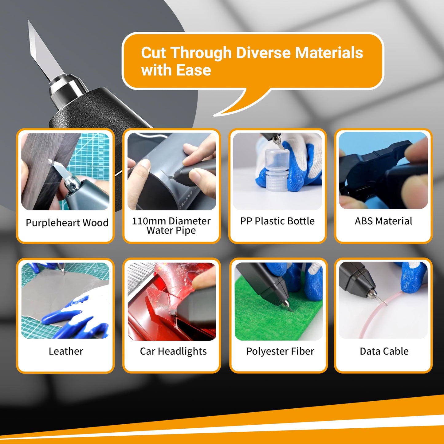 30W Ultrasonic Cutter, 40,000 Vibrations/Sec Electric Cutting Knife with Dual Modes, 40PCS Replaceable Titanium Blades, USB-C PD Powered Cutting Tool for Foam, Plastic, DIY Craft Cutter