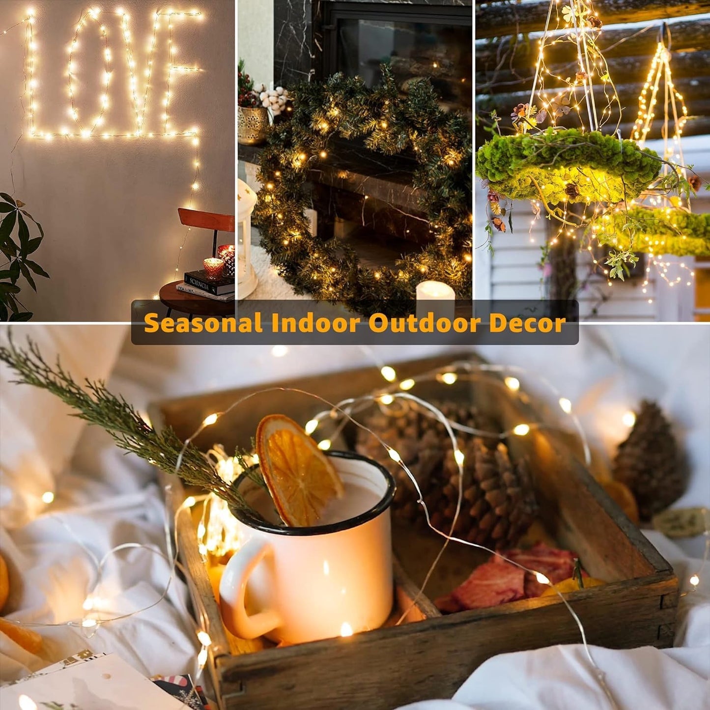 Skiennix 20 Pack Fairy Lights - Battery Operated 7ft Mini String Lights | Warm White Twinkle Lights for Weddings & Parties