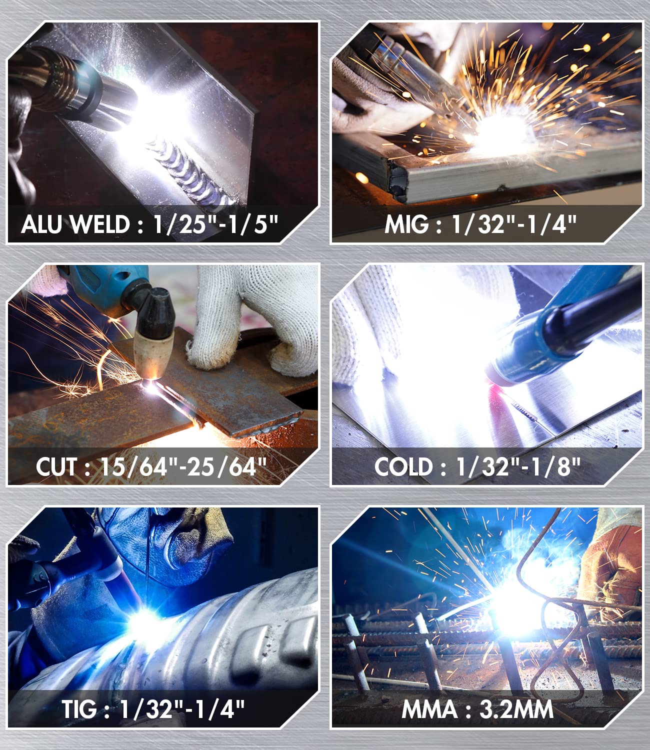ANDELI 220V Aluminum MIG Welder,MIG TIG CUT COLD & MMA MIG Welding and Flux Welding without Gas Cold Welder 5 in 1 Multiprocess Welder Aluminum Welding Machine MCT-520DPL Pro