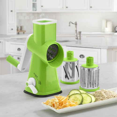 Cuisinart Fresh Slice Rotary Drum Grater, Cheese & Vegetable Slicer with 3 Interchangeable Stainless Steel Drums, Strong Suction Base, Dishwasher Safe