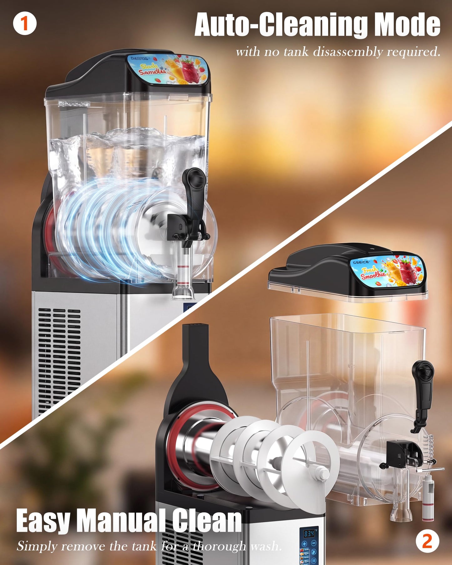 GSEICE 4.8 Gal /18L Commercial Slushie Machine, 5-in-1 Single Tank Slushy Frozen Drink Maker for Restaurants, Bars,Cafe and Home