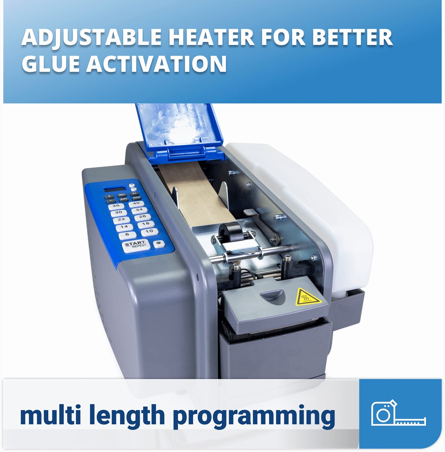 IDL Packaging Electronic Kraft Tape Dispenser for Water-Activated Kraft Gummed Tape with Adjustable Length & Width - Automatic One-Touch Moistening for Secure Box Packing - Secure Carton Sealing