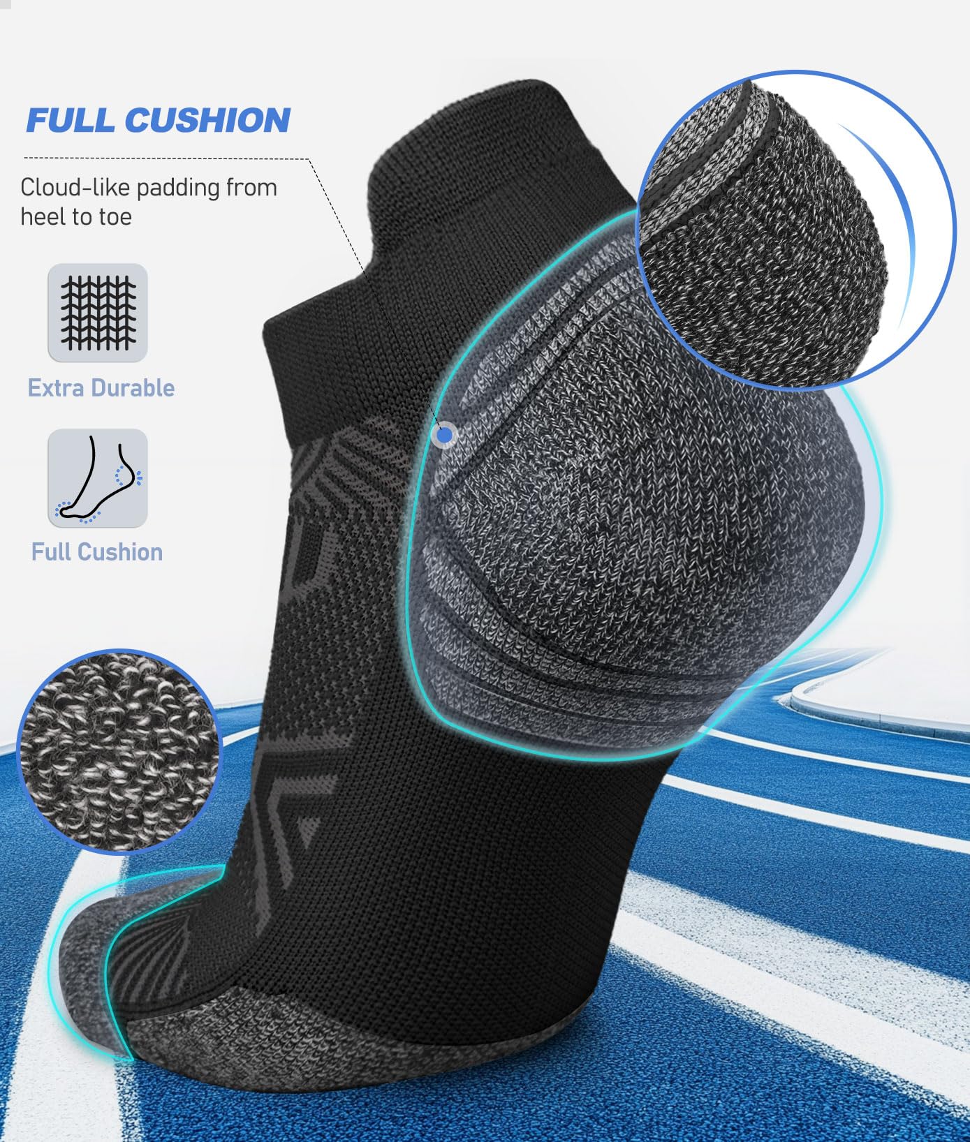 Sooverki Cushioned Cotton Ankle Compression Socks for Men Women 6 Pairs Wicking Low Cut Arch Support Plantar Fasciitis Socks Travel Runner Gifts