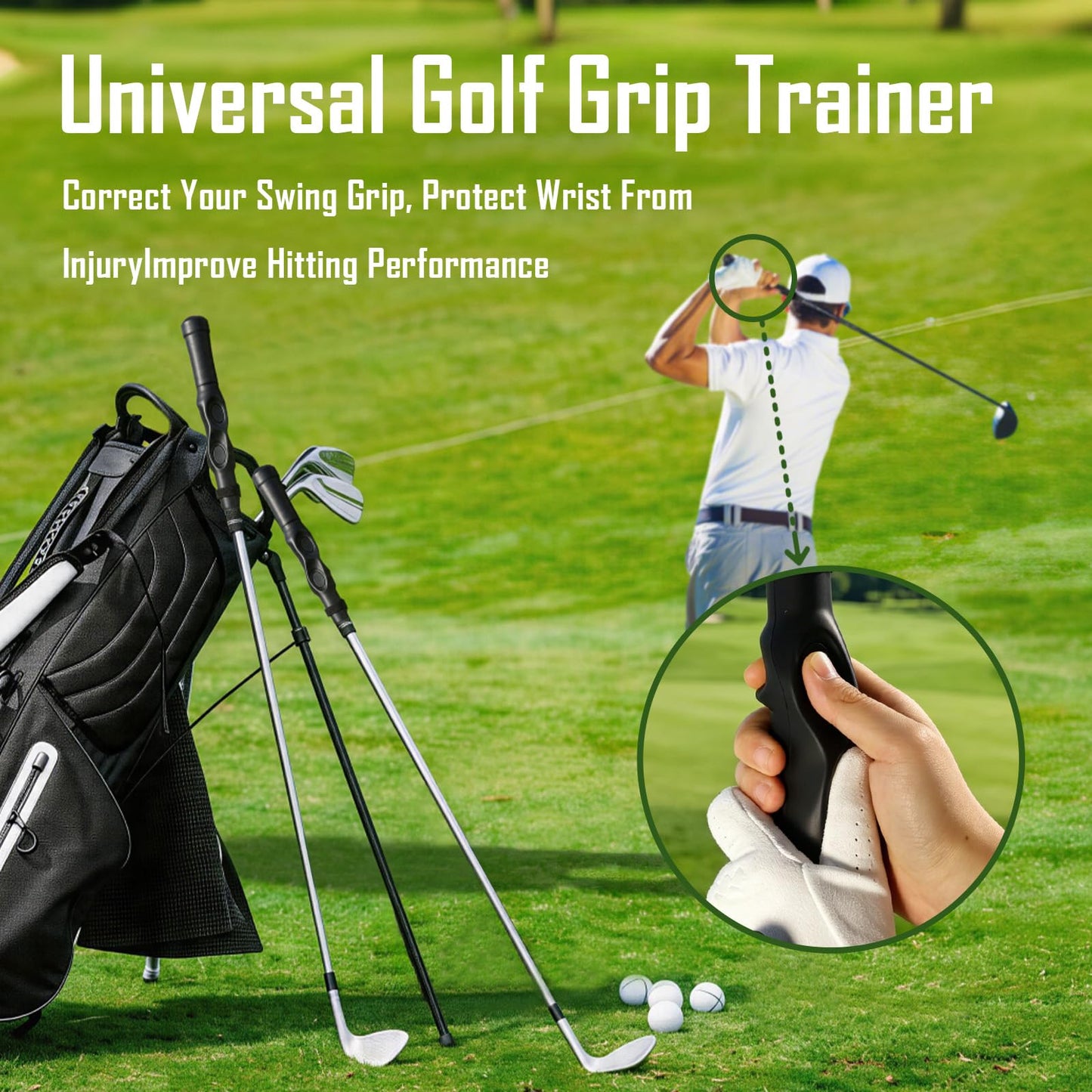 Golf Grip Training Aid Swing Posture Corrector, Improve Swing Rhythm & Consistency, Golf Hand Position Practice Trainer, Perfect Golf Gift for Men Women, Ideal Present for Him Her Golfer Lovers（Black)