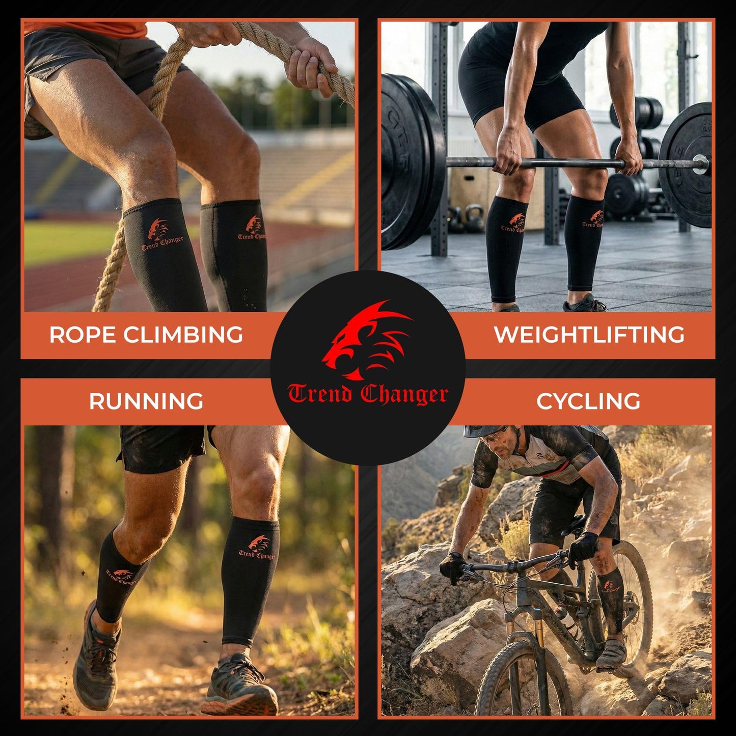 Trend Changer 5mm Weightlifting Shin Guards & Calf Support Brace – Adult Shin Guard with Neoprene Padding for Deadlifts, CrossFit, Rope Climbs and Box Jumps – Adjustable Compression Fit for Men & Women