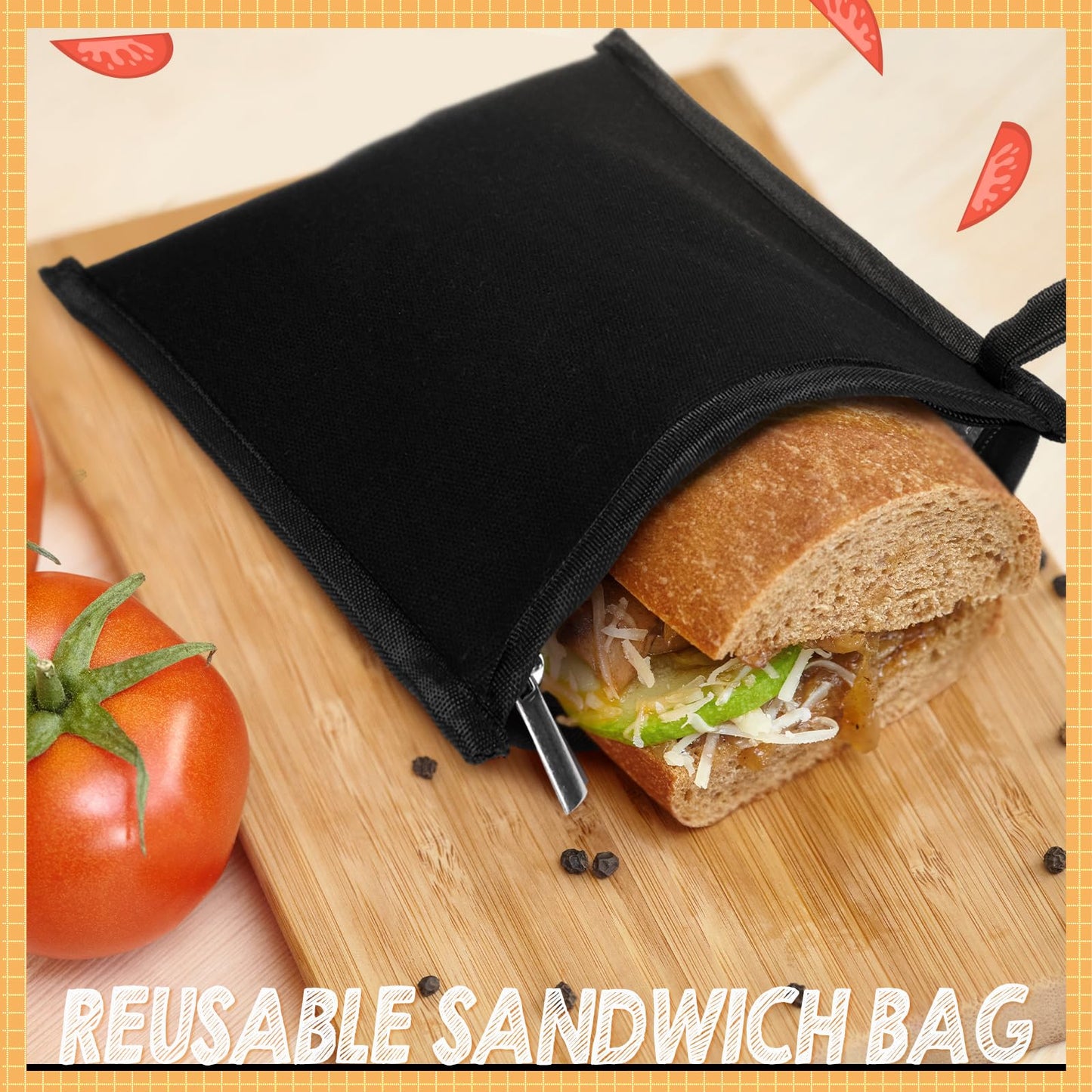 Reallnaive 4 Set Insulated Sandwich Bags Reusable Lunch Bags Small Thermal Snacks Pouch Washable Reusable for Picnic, Travel, Office, Classroom, School(1 Sizes,Basic Design)