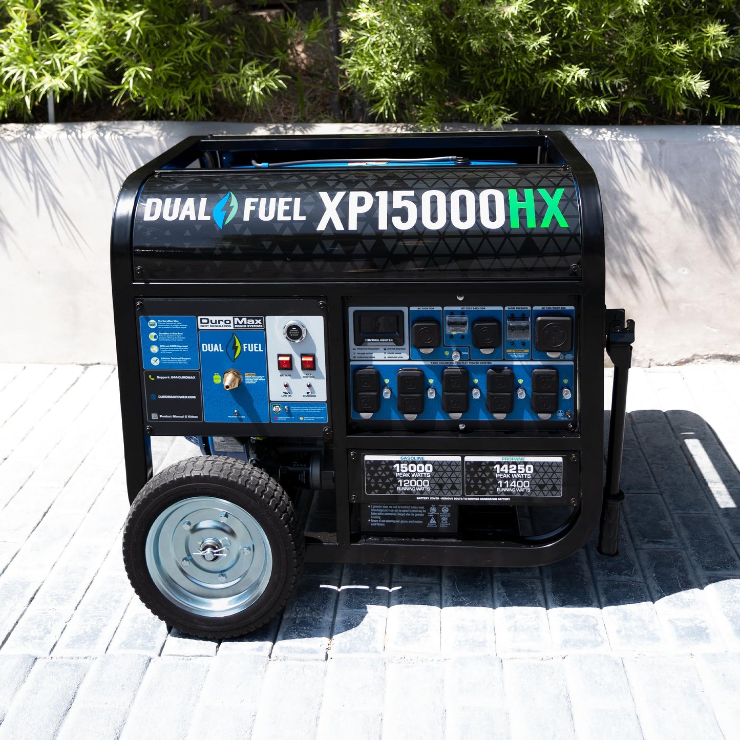 DuroMax XP15000HX 15,000-Watt Dual Fuel Portable Generator - Gas & Propane, Remote Electric Start, Whole Home Power Backup, Transfer Switch Ready, RV & Emergency Ready