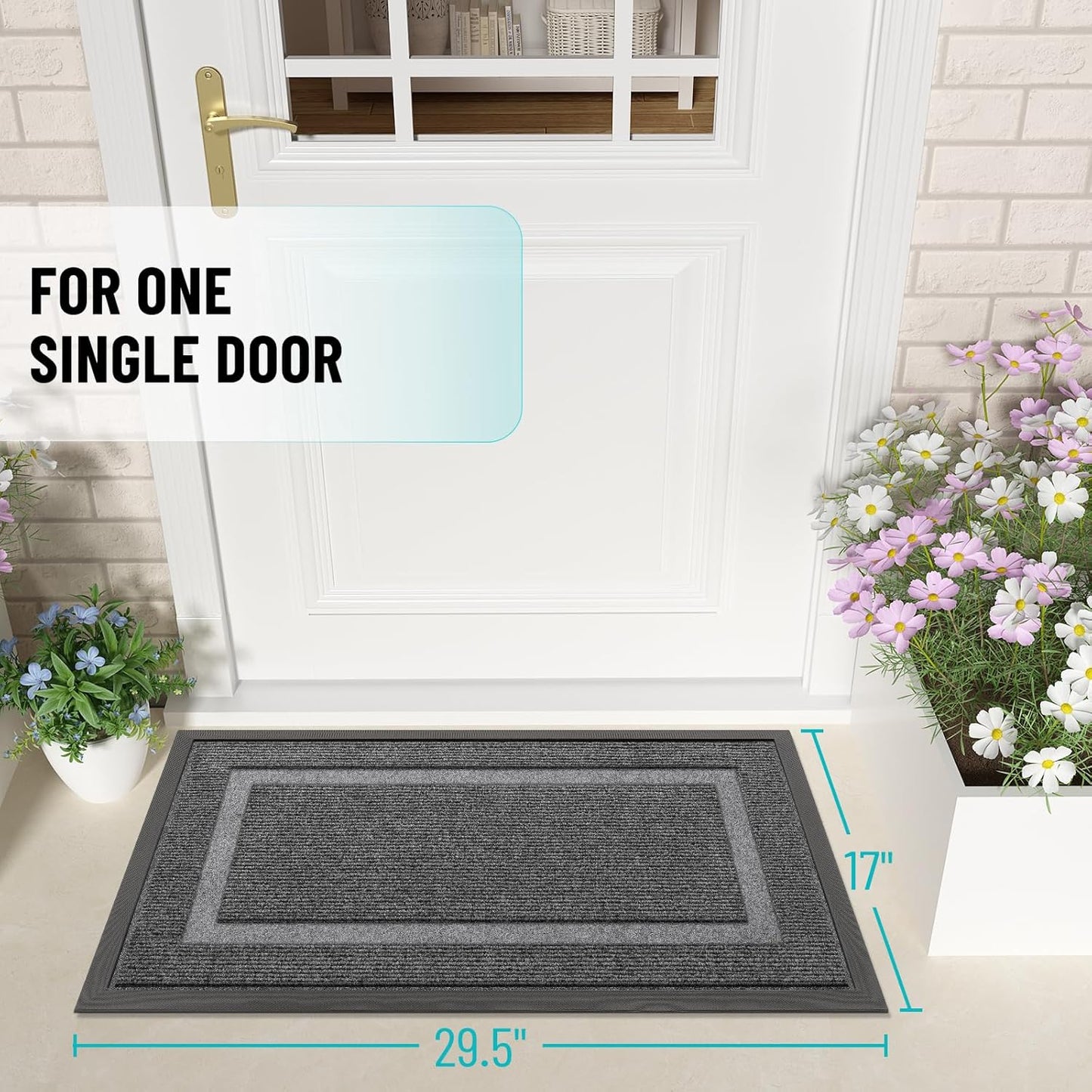OLANLY Waterproof Front Door Mat - All-Season, Sturdy Natural Rubber, Easy Clean | 29.5x17, Dark Grey
