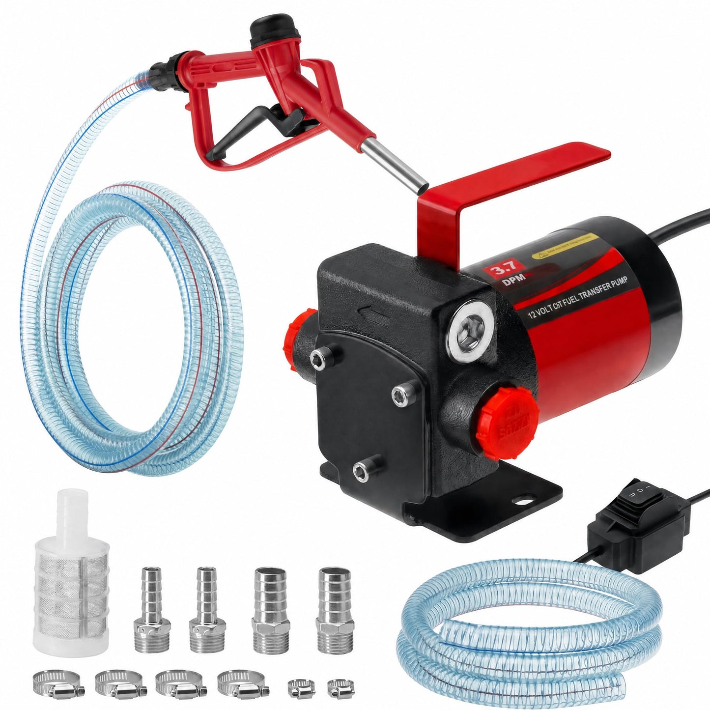 12V DC Gasoline Fuel Pump Kit, Self-priming Fuel Transfer Pump, Reversible Pumping, Overheat Protection, Explosion-proof, Suitable for Gasoline, Diesel, Mineral Oil, Kerosene