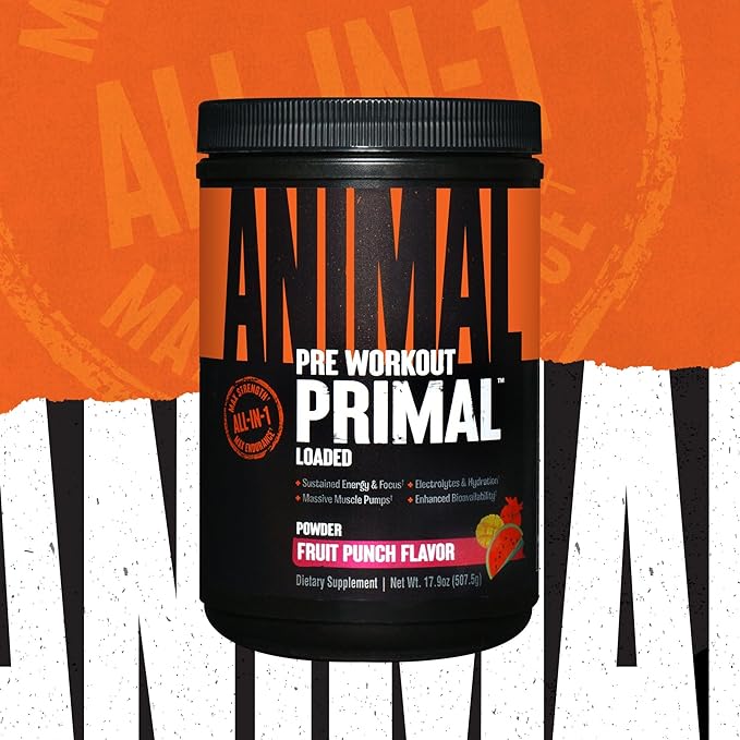 Animal Primal Muscle Hydration + Preworkout Powder ??Contains Beta Alanine, 3DPump, Caffeine & Electrolytes ??Improves Energy, Focus, Endurance & Absorption ??Fruit Punch Flavor, 17.9 oz